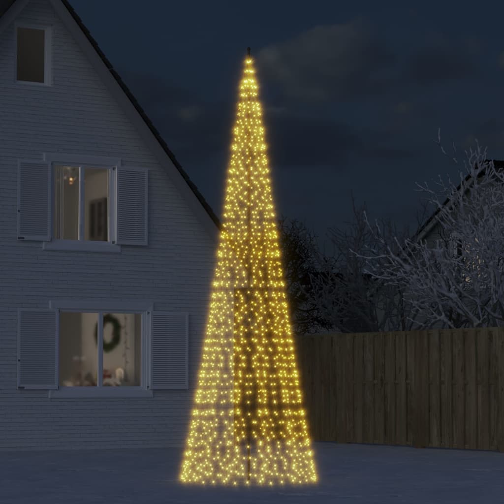 TINSOR LED Christmas Tree on Flagpole 1534 LEDs Warm White 500 cm