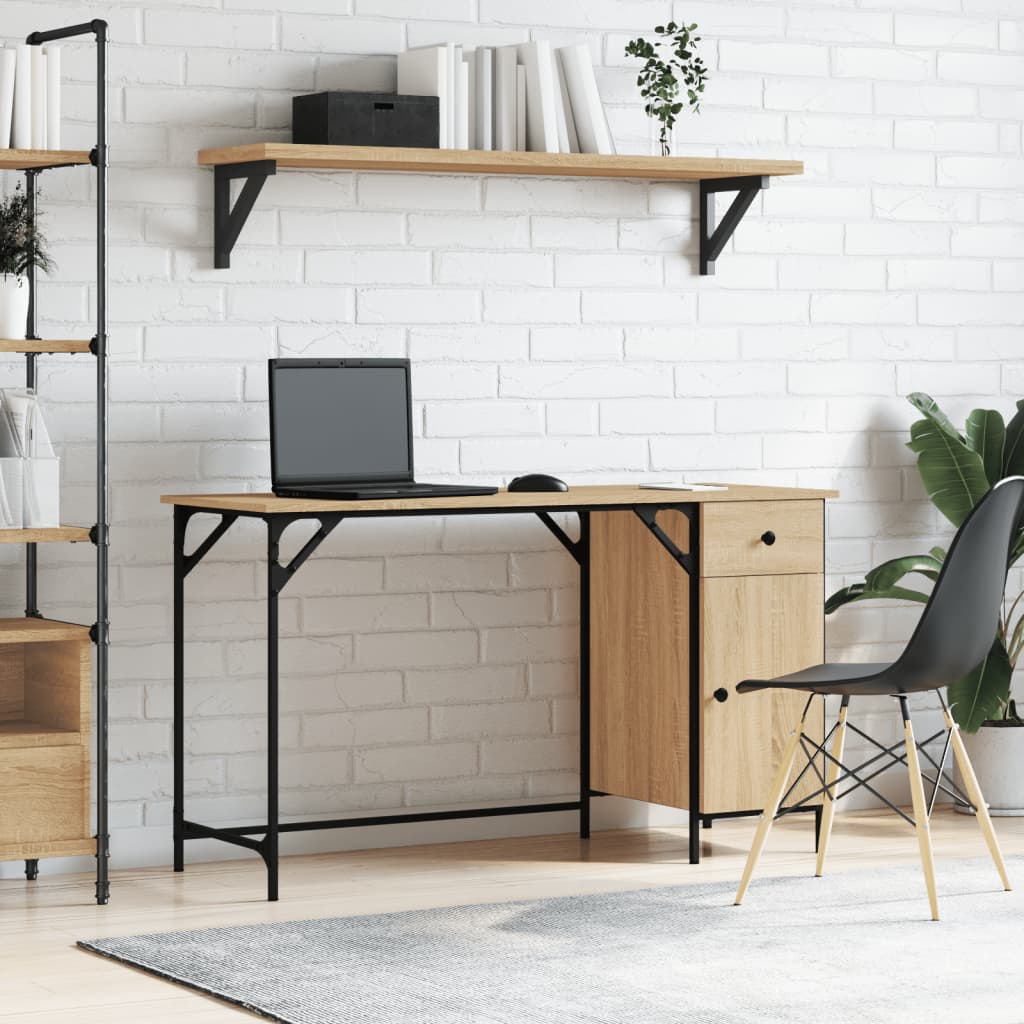Computer Desk Sonoma Oak 131x48x75 cm Engineered Wood