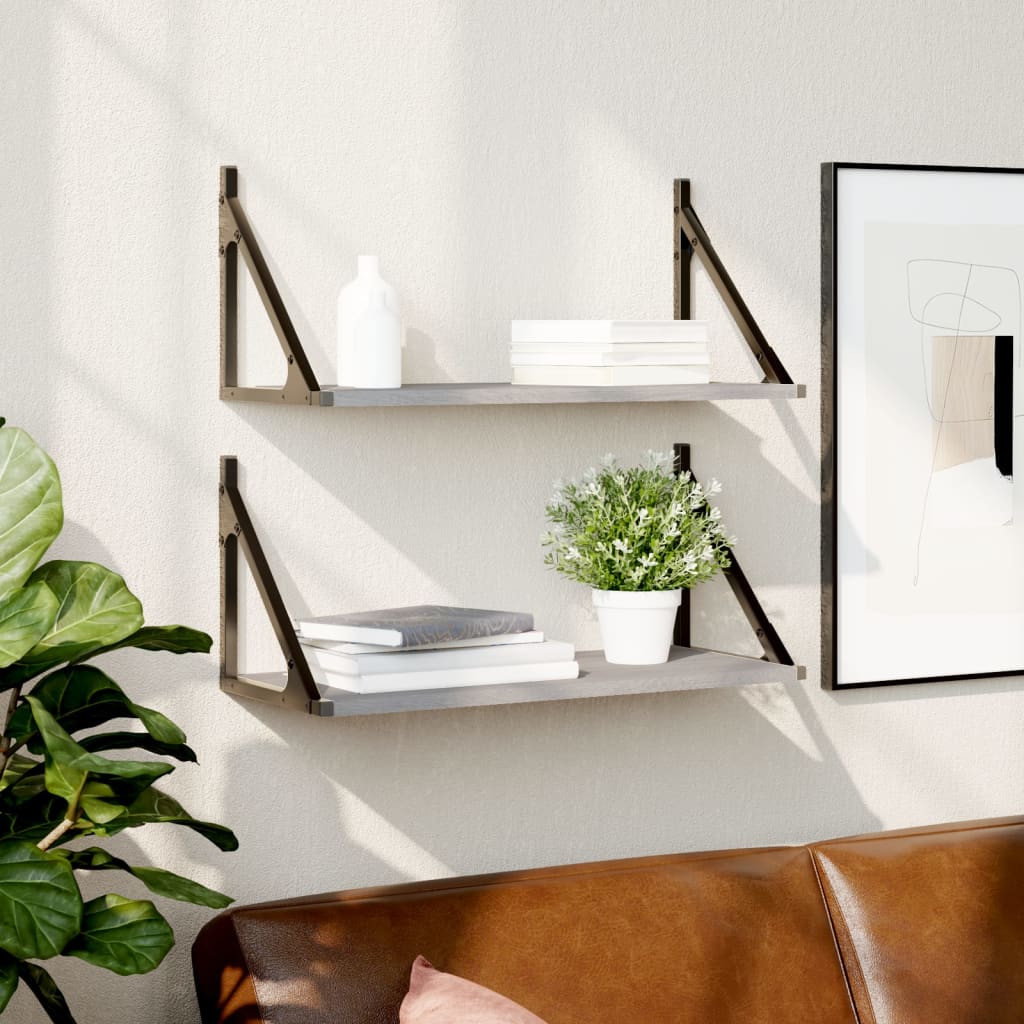 Wall Shelves 2 Pieces Grey Sonoma 60x25x25.5 cm Engineered wood