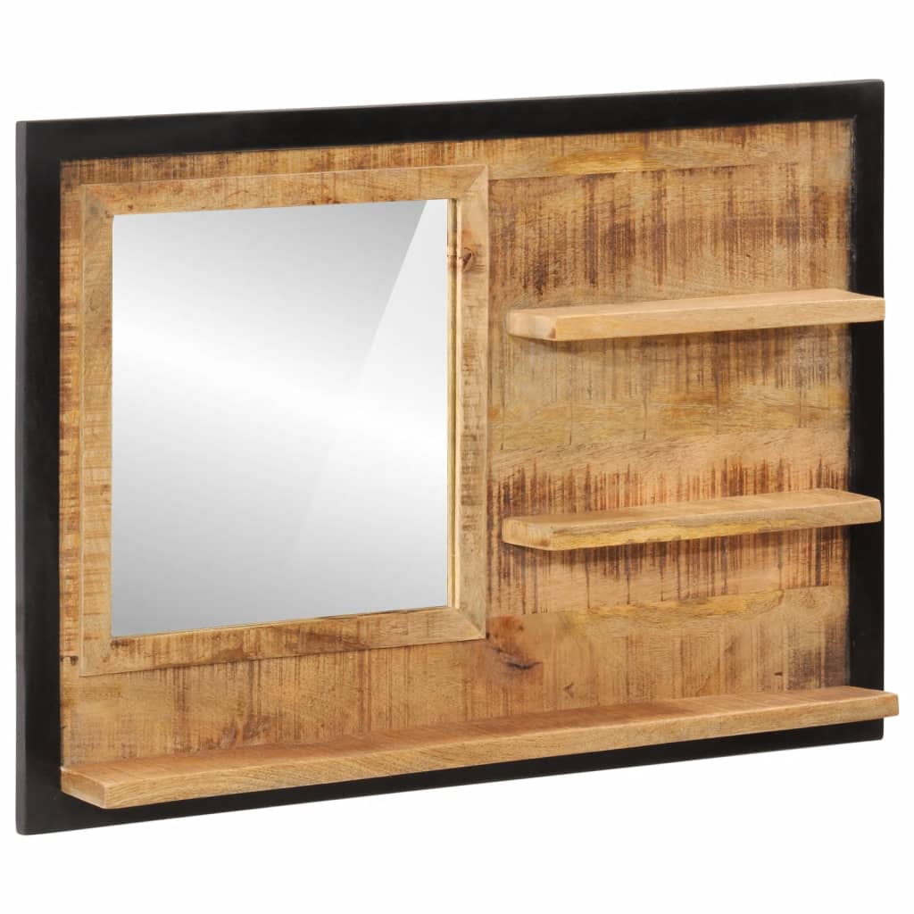 Mirror with Shelves - Glass and Mango Wood