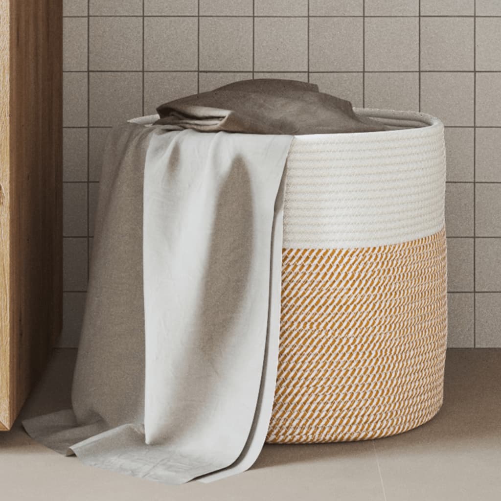 Storage Basket Brown and White 40x35cm Cotton