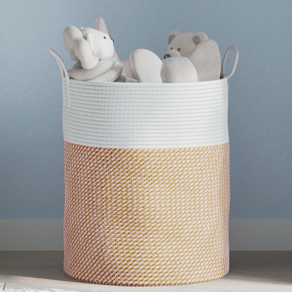 Storage Basket Brown and White 38x46cm Cotton