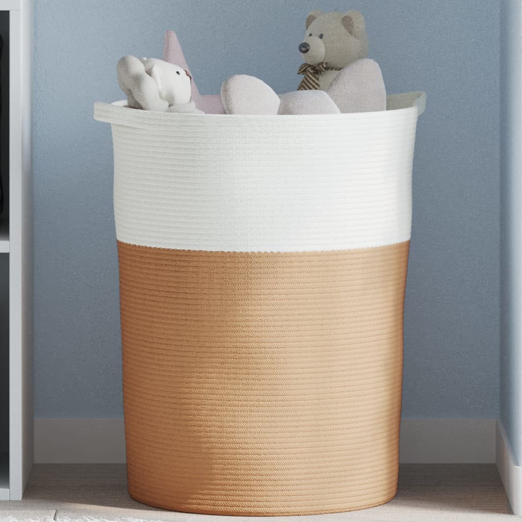 Storage Basket Brown and White 49x65cm Cotton