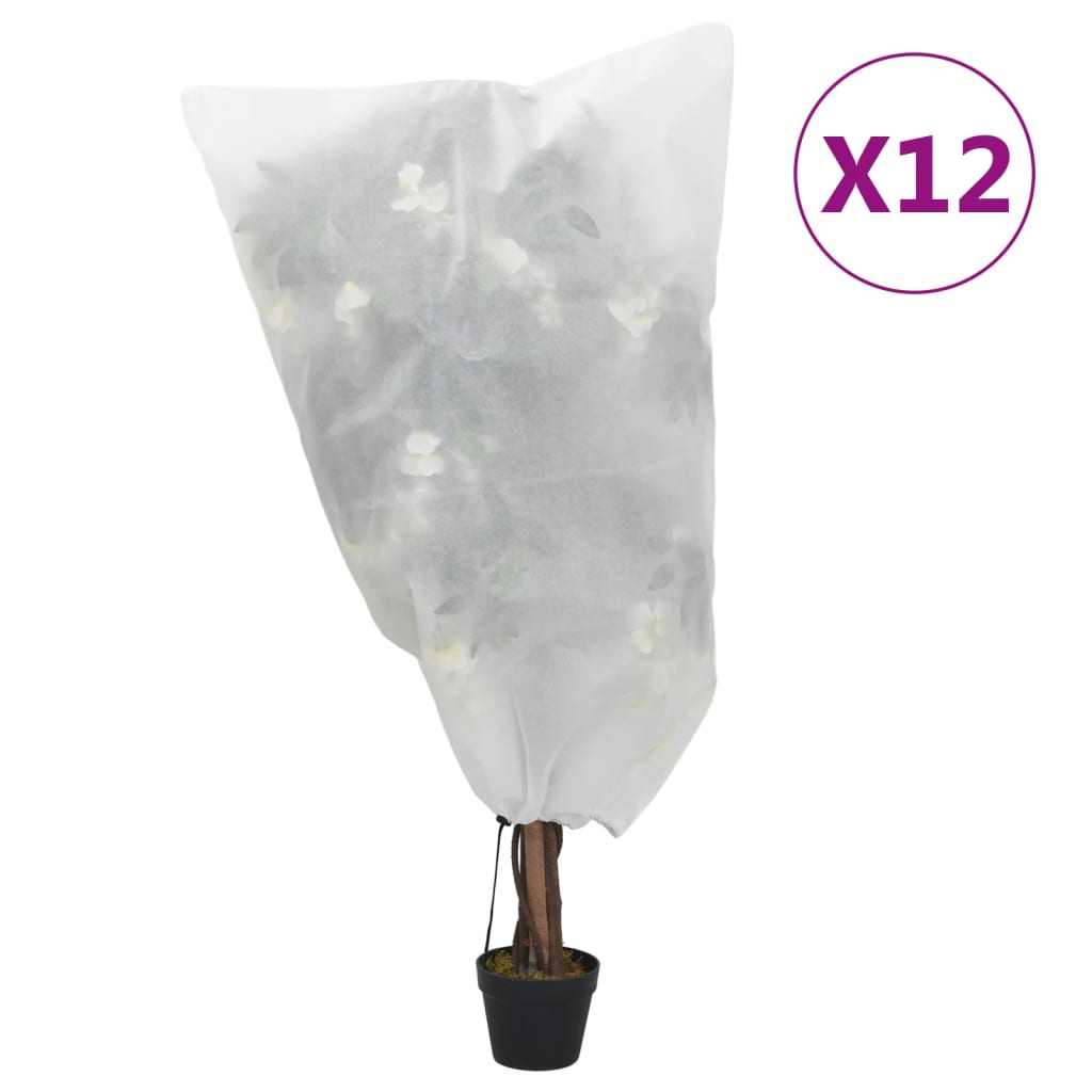 Plant Fleece Covers with Drawstring 12 pcs 70 g/m2 0.8x0.8 m
