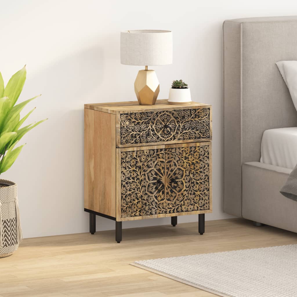 Bedside Table - CARLETON Ash Nightstand Natural Finish 50cm