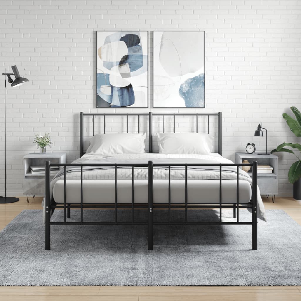 Bedside Table - PHOENIX Jace 2 Piece Nightstand Concrete Grey 40cm