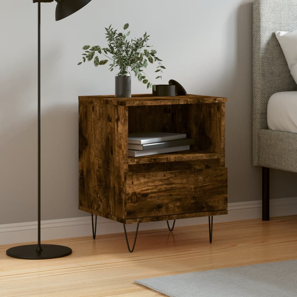 Bedside Table - PHOENIX Finn Nightstand Smoked Oak 40cm