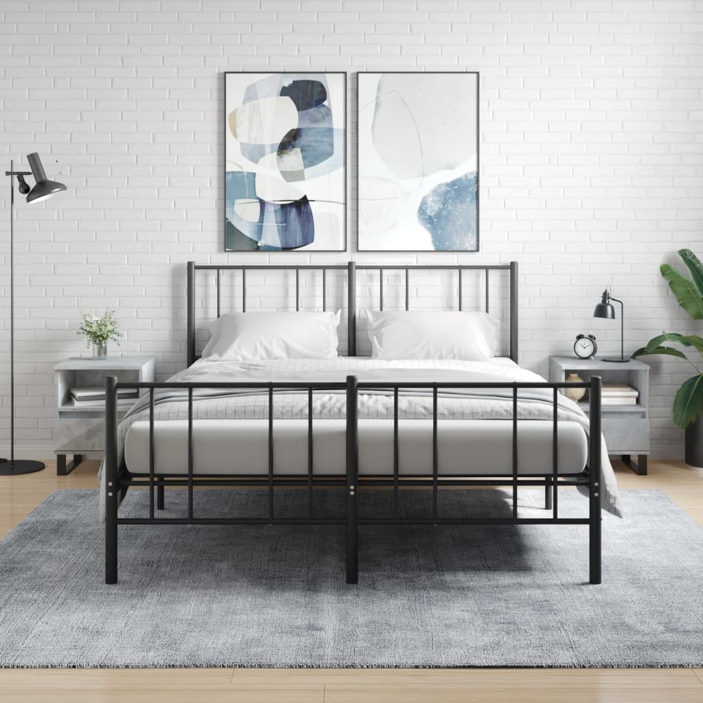 Bedside Table - PHOENIX Nizwa 2 Piece Nightstand Concrete Grey 40cm