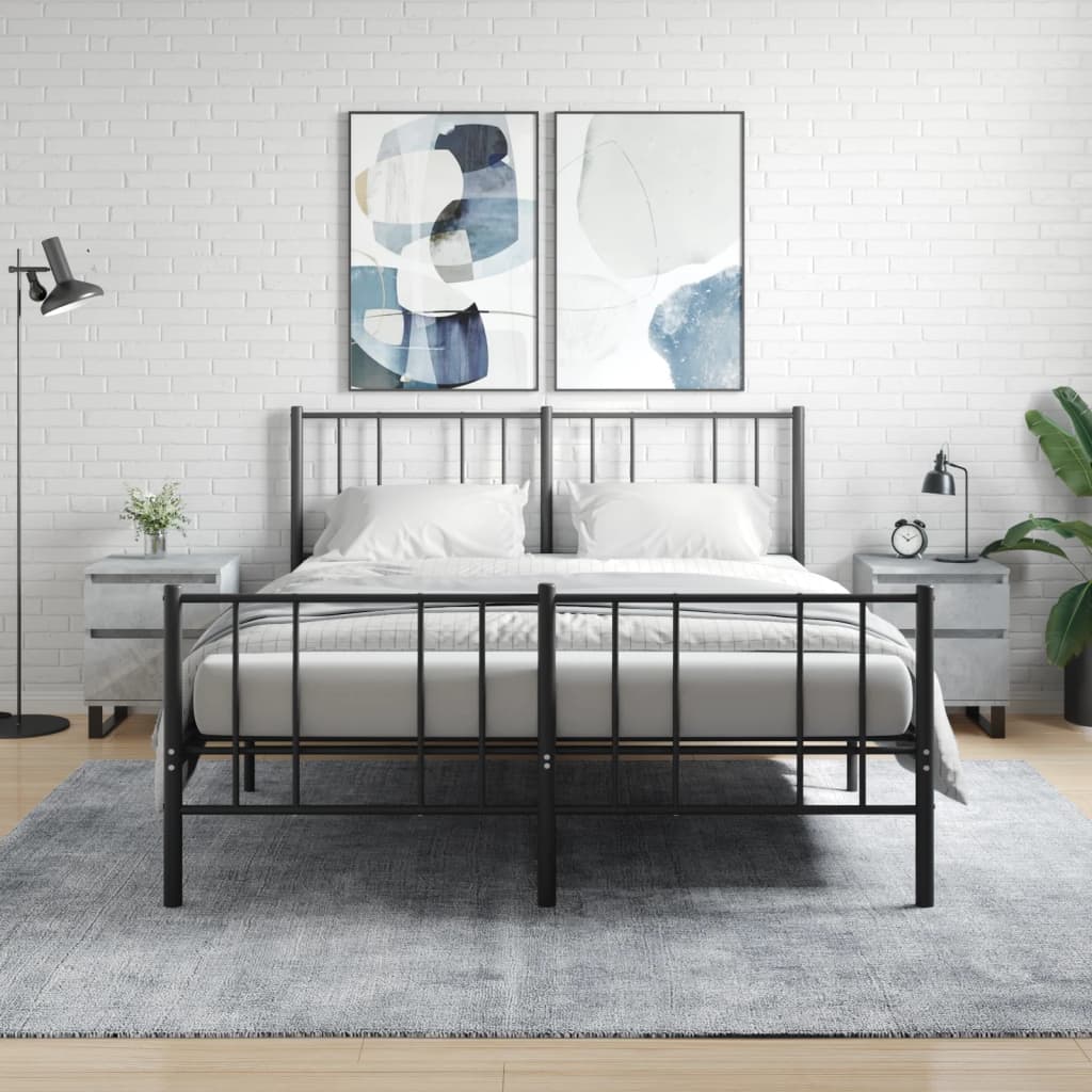 Bedside Table - PHOENIX Vic 2 Piece Nightstand Concrete Grey 40cm