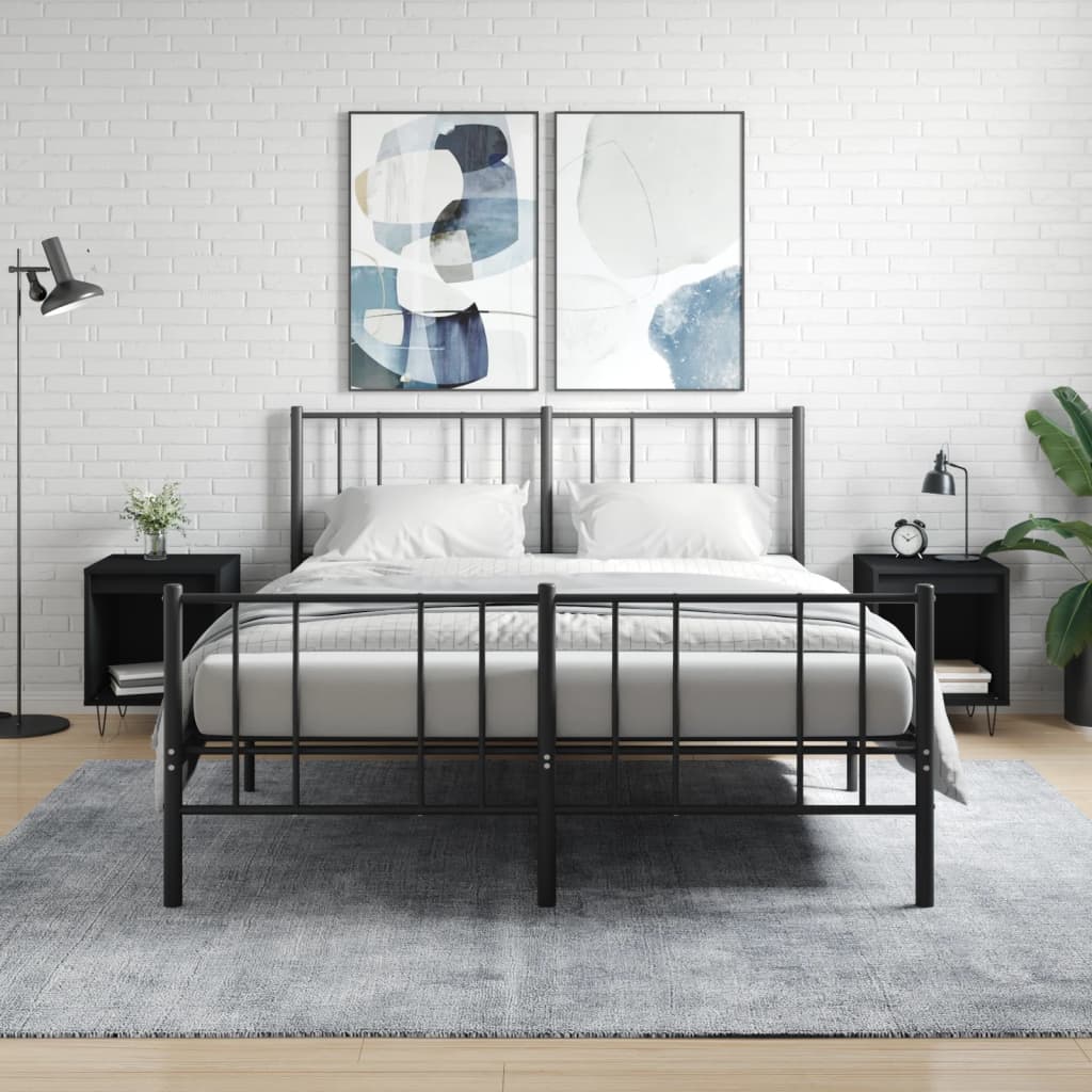 Bedside Table - PHOENIX Jay 2 Piece Nightstand Black 40cm
