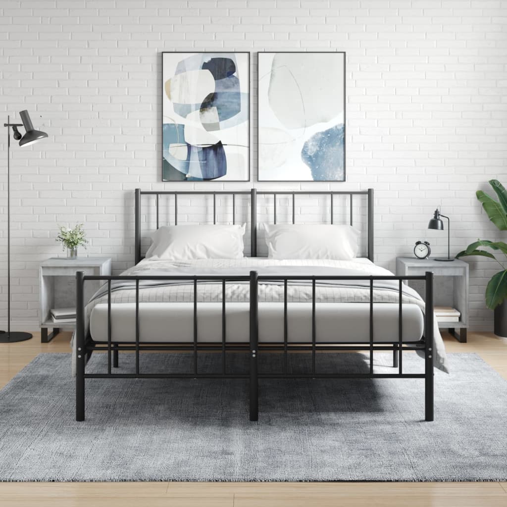 Bedside Table - PHOENIX Hal 2 Piece Nightstand Concrete Grey 40cm