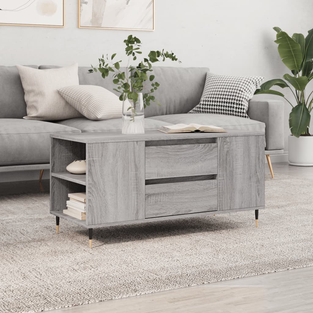 Coffee Table Grey Sonoma 102x44.5x50 cm Engineered Wood