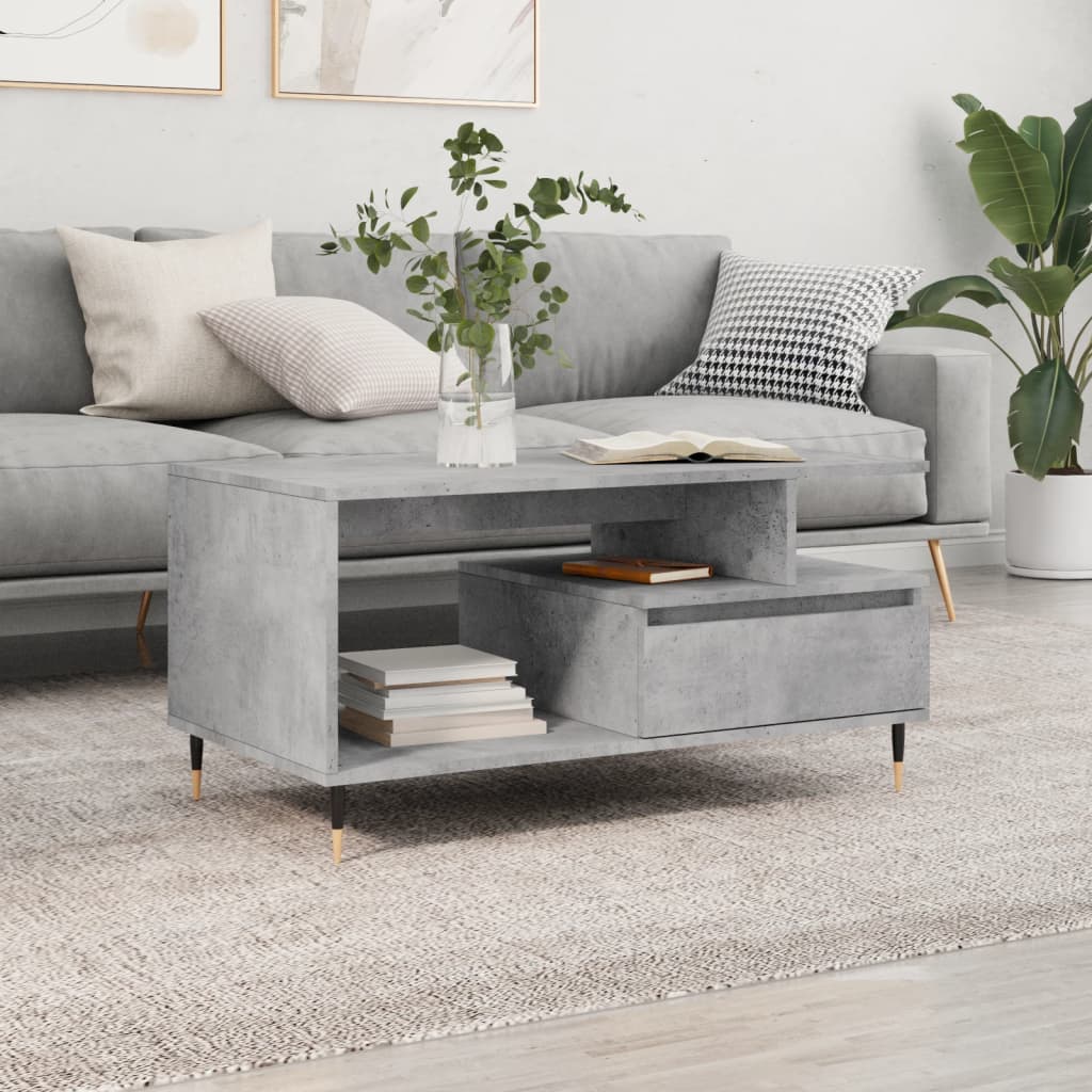 Coffee Table Concrete Grey 90x49x45 cm Engineered Wood