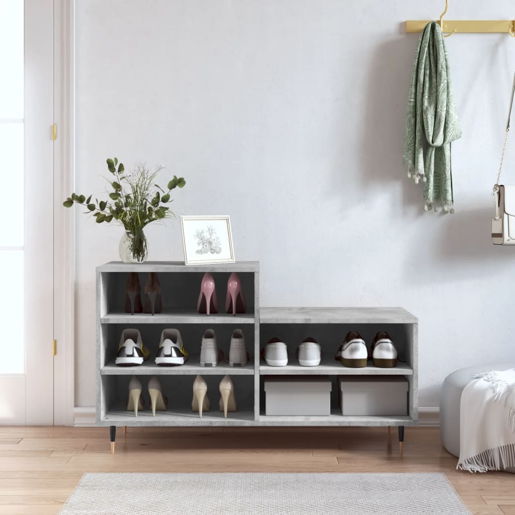 Shoe Cabinet Concrete Grey 102x36x60 cm Engineered Wood