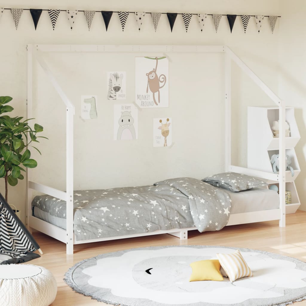 Kids Bed Frame White 80x200cm Solid Wood Pine