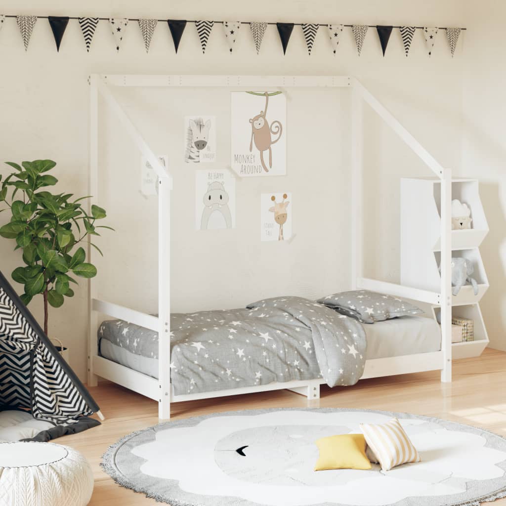 Kids Bed Frame White 80x160cm Solid Wood Pine