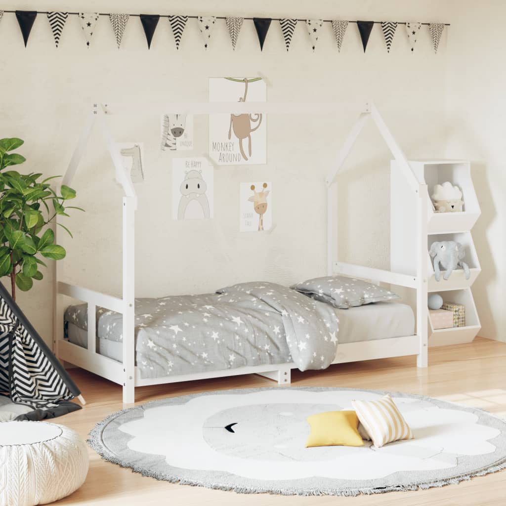 Kids Bed Frame White 80x160cm Solid Wood Pine