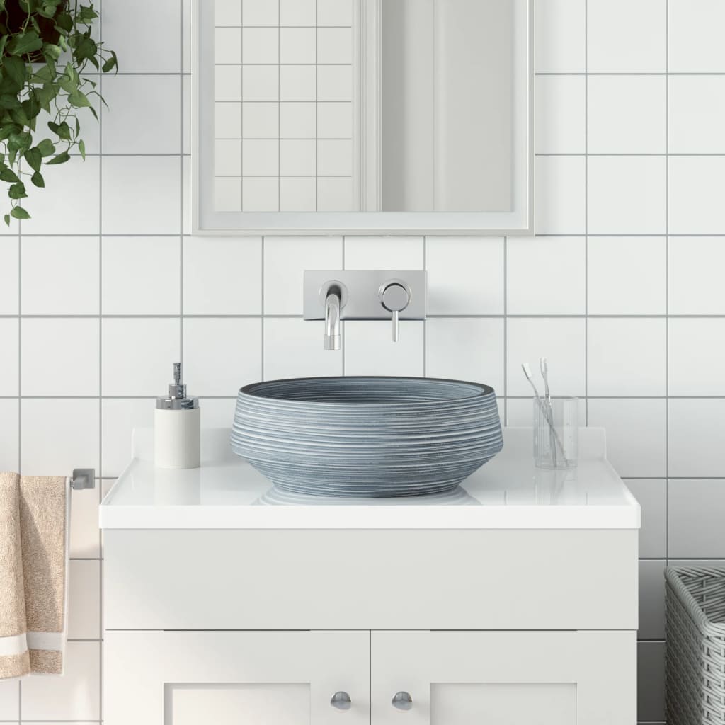 Countertop Basin Grey Round Î 41x14 cm Ceramic