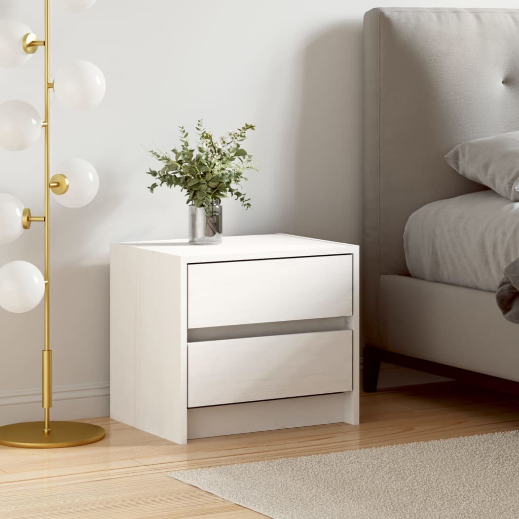 Bedside Table - SIDNEY Nightstand White 40cm
