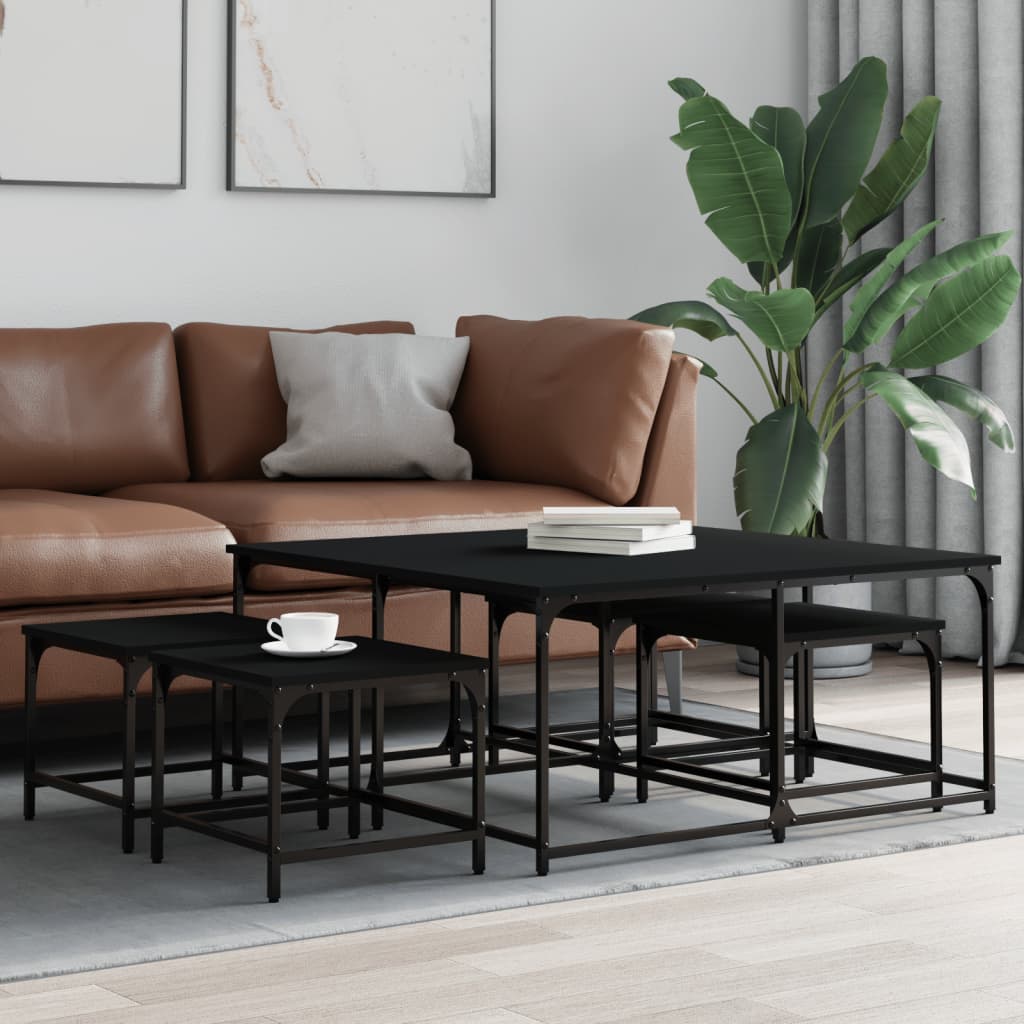 Nesting Coffee Tables 5 pcs Black Engineered Wood