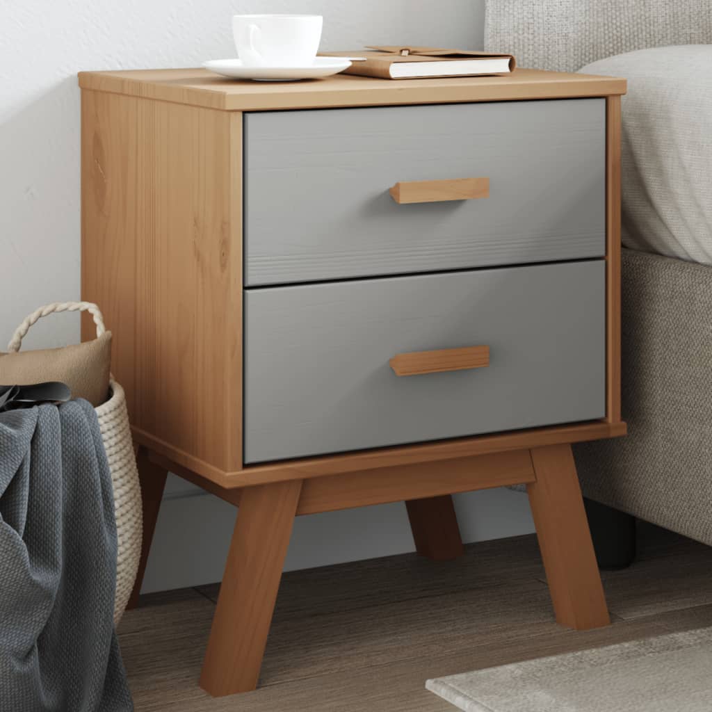 Bedside Table - Edith Rio Nightstand Grey and Brown 45cm