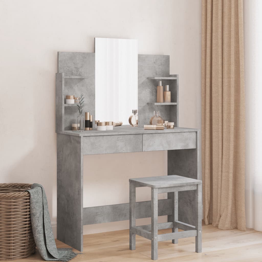 Dressing Table - SEOUL Dresser Concrete Grey 96cm