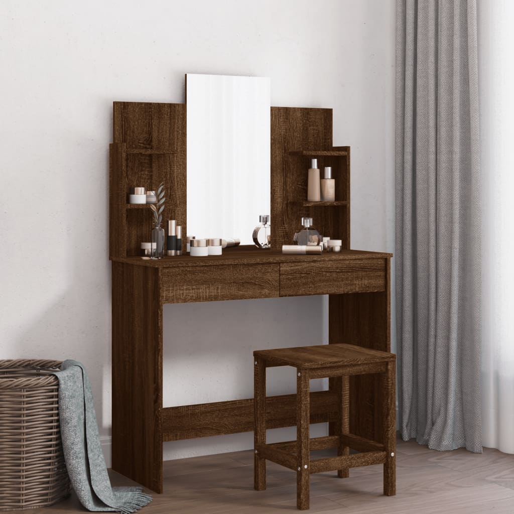 Dressing Table - SEOUL Dresser Brown Oak 96cm
