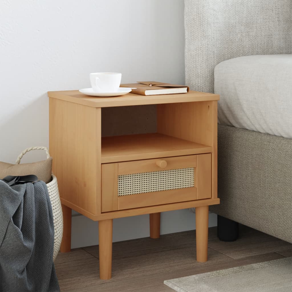 Bedside Table - RIVERSIDE Nightstand Brown 40cm