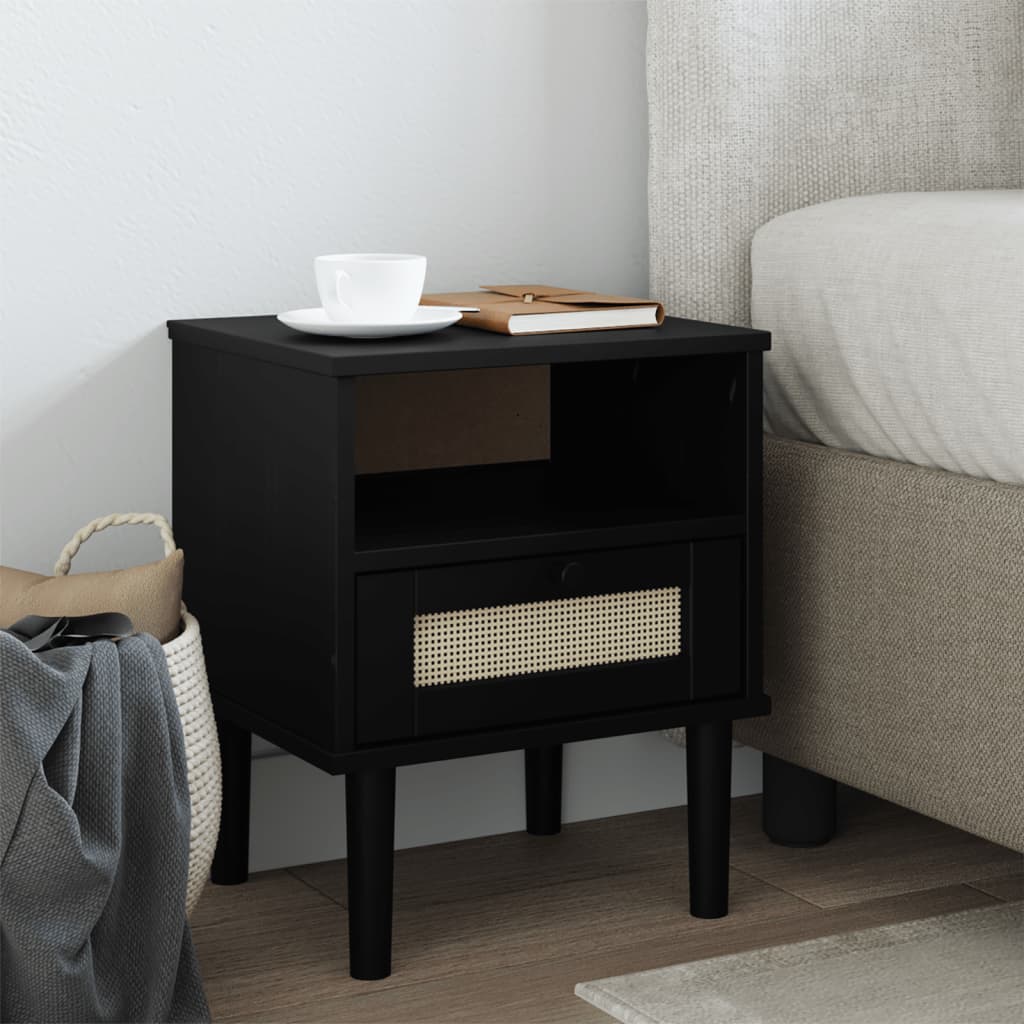 Bedside Table - RIVERSIDE Nightstand Black 40cm