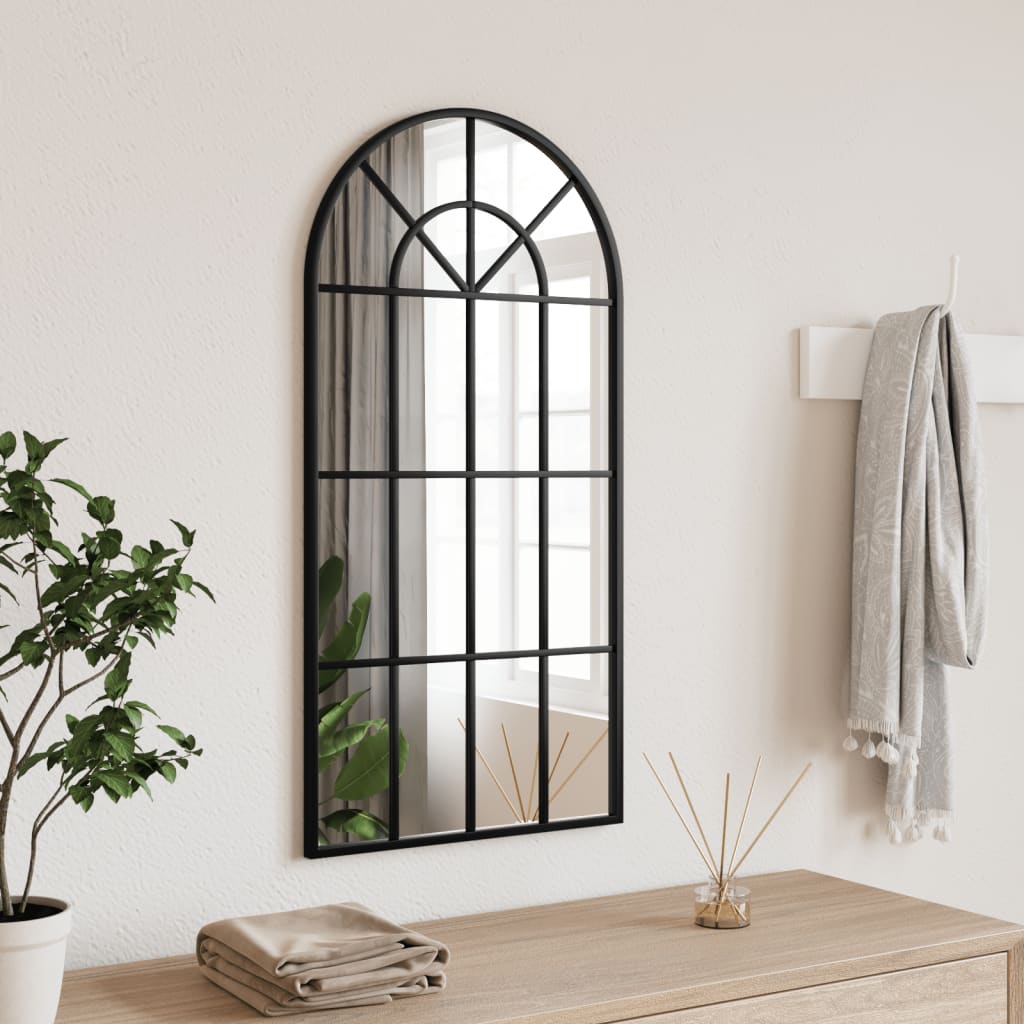 Wall Mirror Black 40x80cm Arch Iron