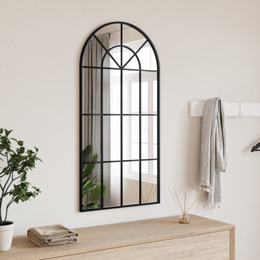 Wall Mirror Black 50x100cm Arch Iron