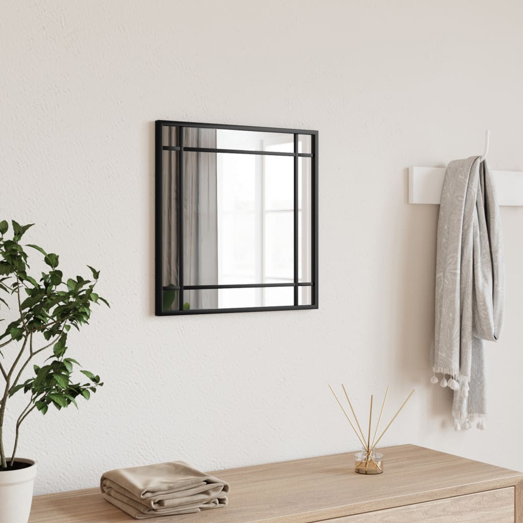 Wall Mirror Black 40x40cm Square Iron