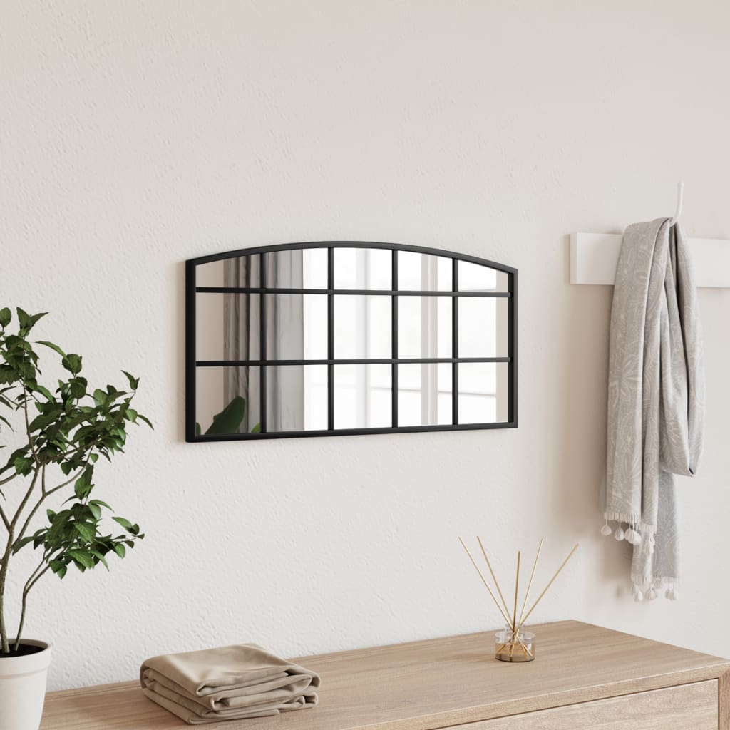 Wall Mirror Black 60x30cm Arch Iron