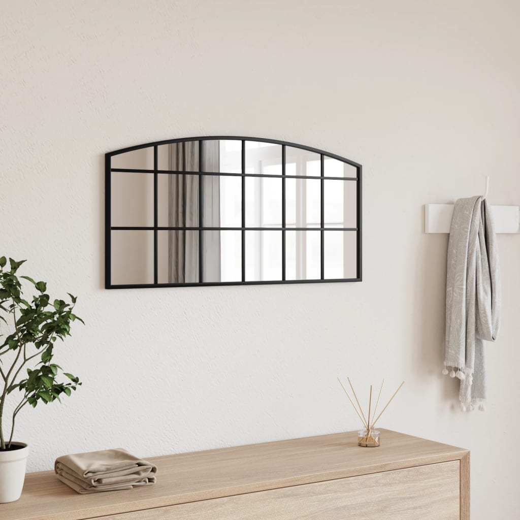 Wall Mirror Black 80x40cm Arch Iron