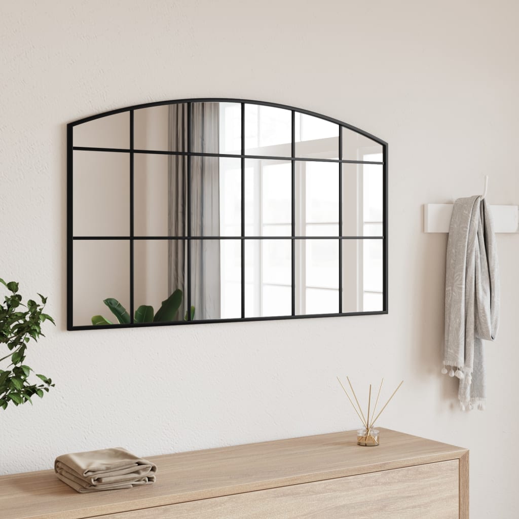 Wall Mirror Black 100x60cm Arch Iron