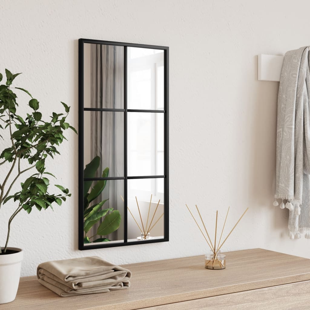 Wall Mirror Black 30x60cm Rectangle Iron