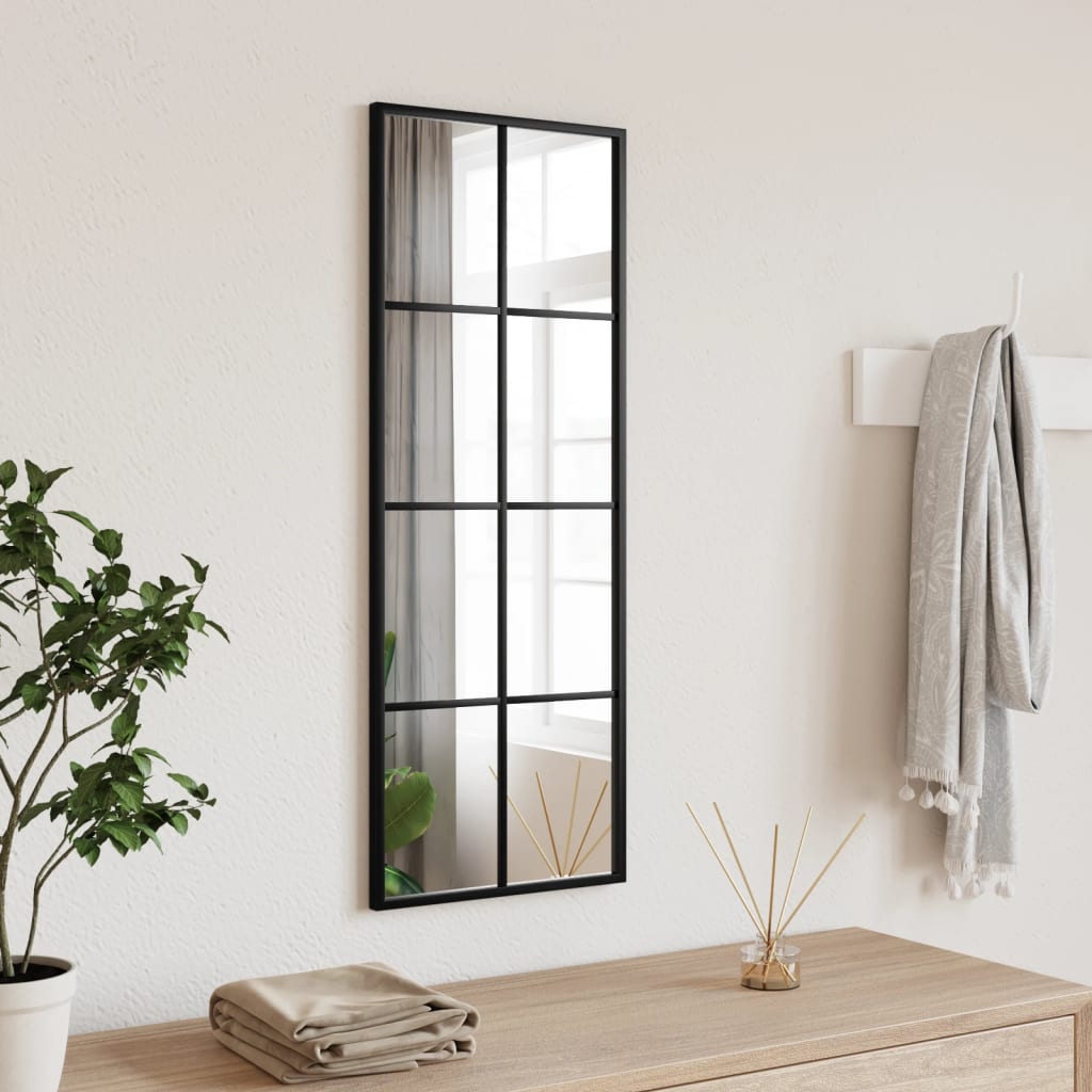 Wall Mirror Black 30x80cm Rectangle Iron