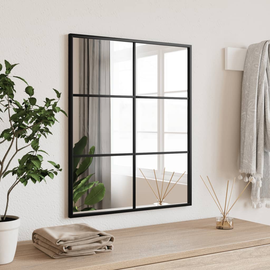 Wall Mirror Black 50x60cm Rectangle Iron