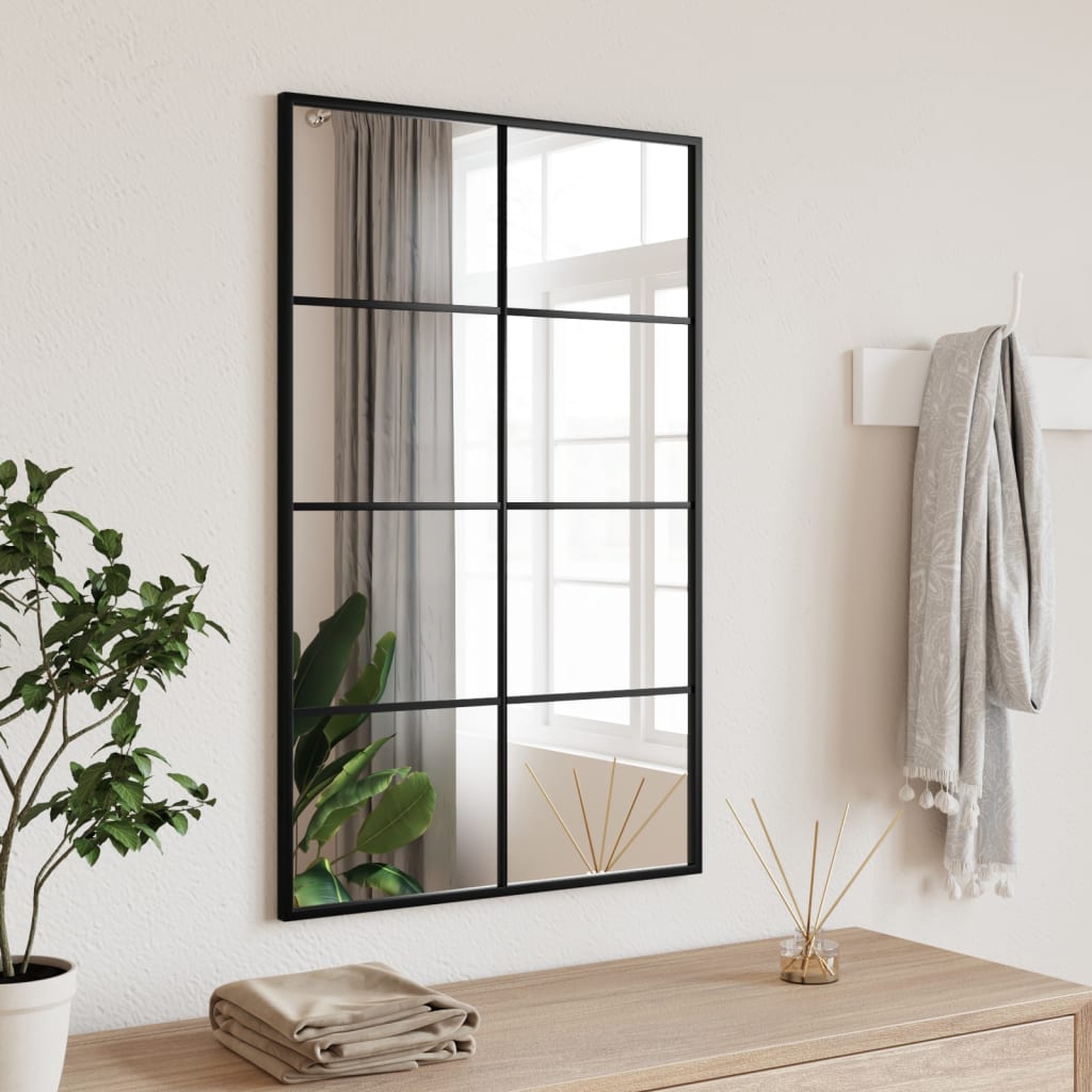 Wall Mirror Black 50x80cm Rectangle Iron
