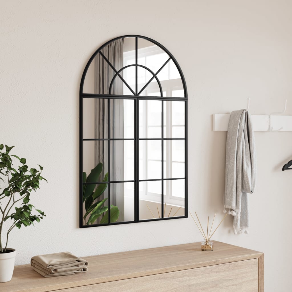 Wall Mirror Black 60x30cm Arch Iron