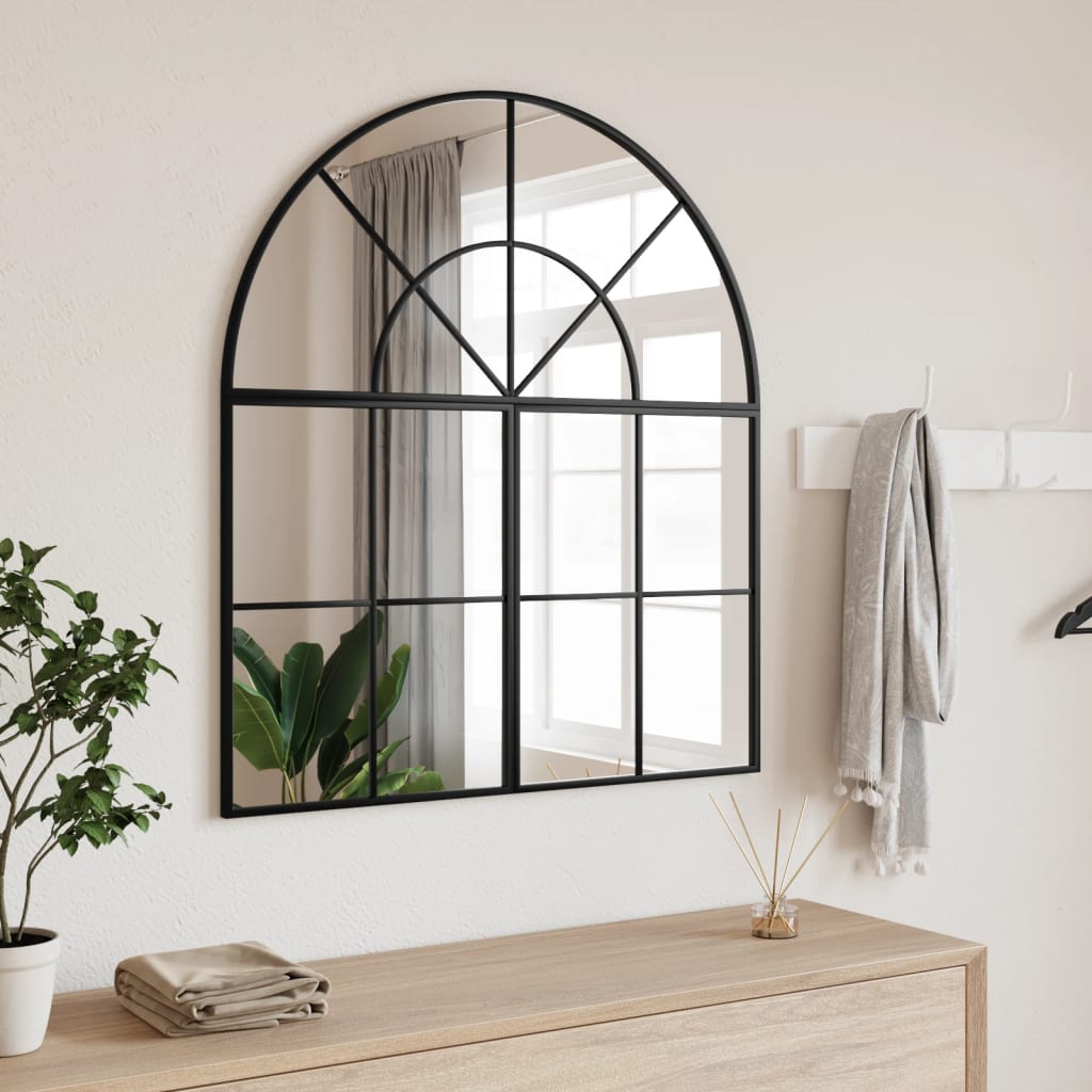 Wall Mirror Black 80x40cm Arch Iron