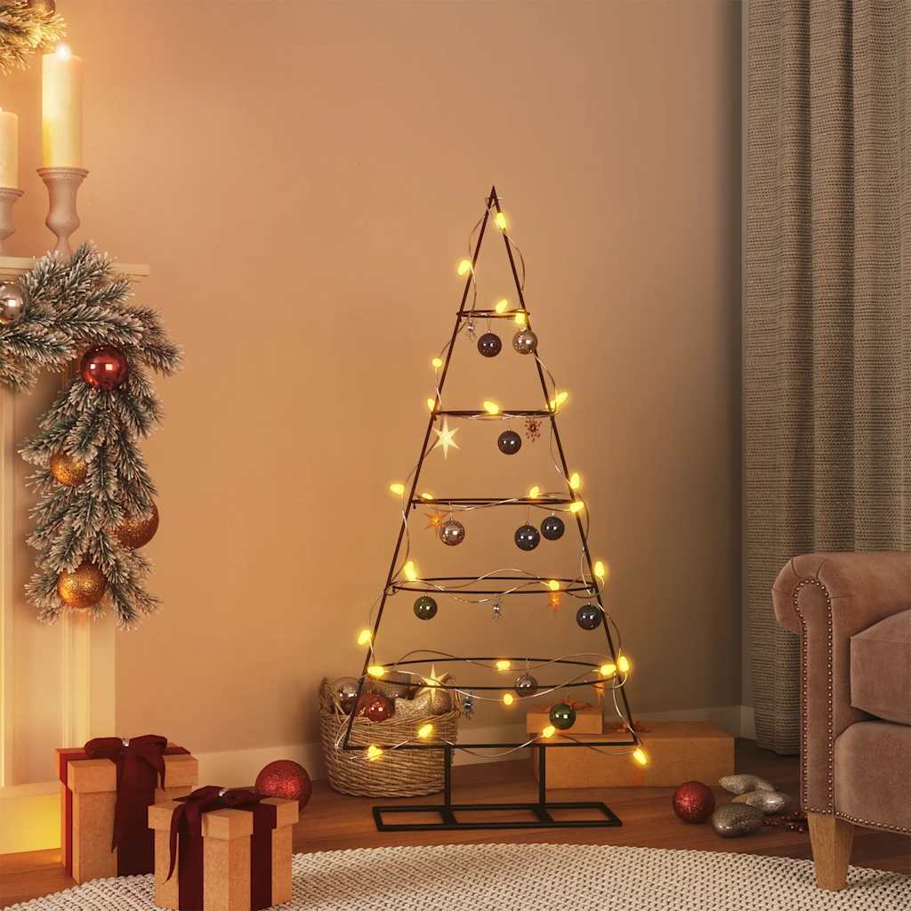 TINSELRA Metal Christmas Tree for Decoration Black 125 cm