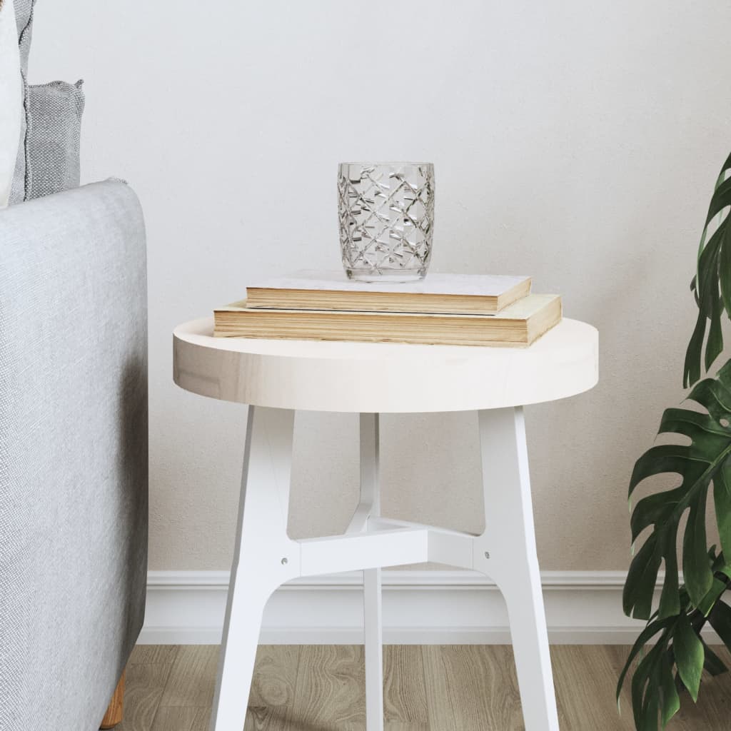 Table Top Round White Ã ̃30x3 cm Solid Wood Pine