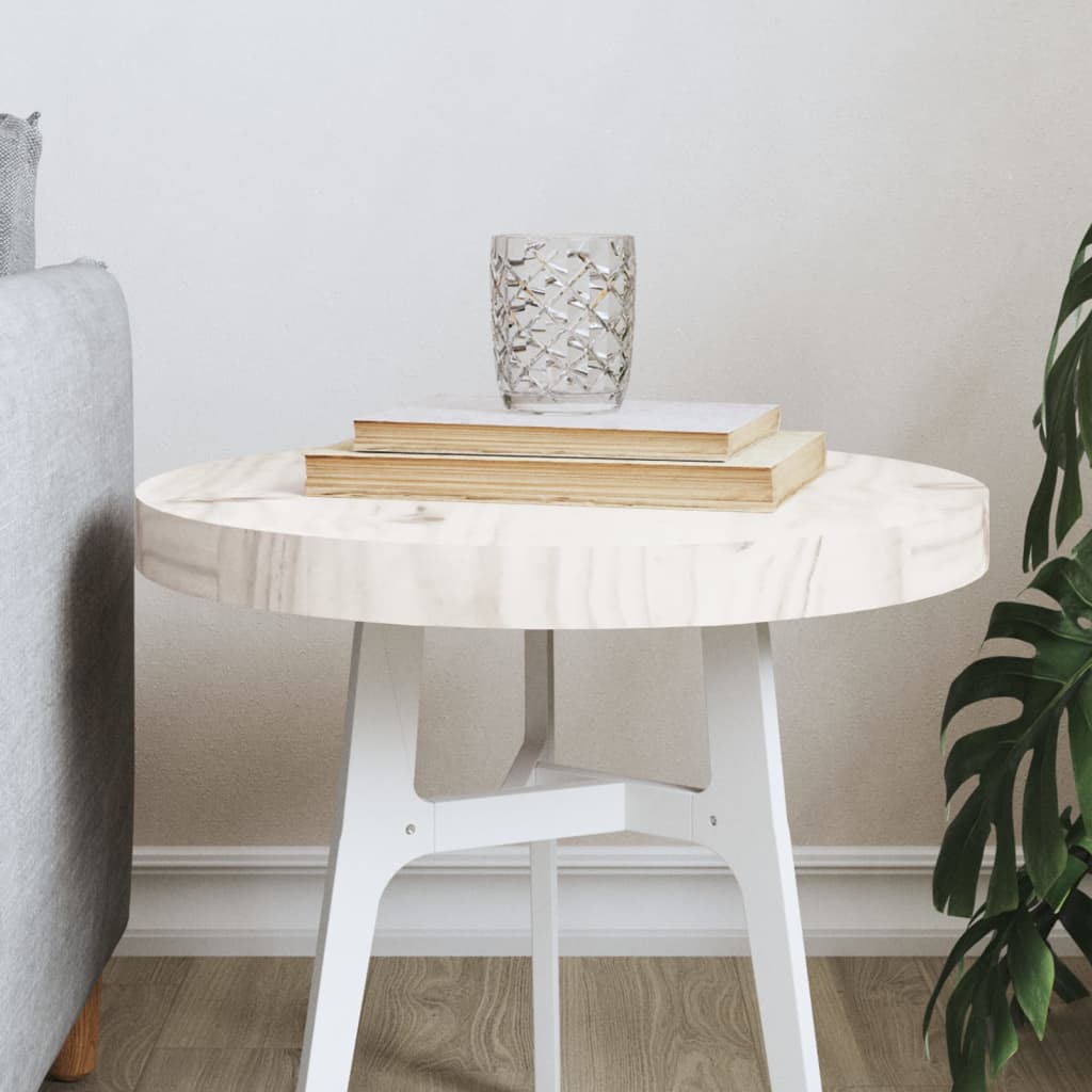 Table Top Round White Ã ̃40x3 cm Solid Wood Pine