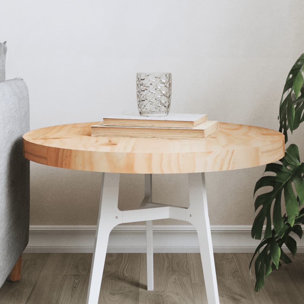 Table Top Round Ã ̃50x3 cm Solid Wood Pine