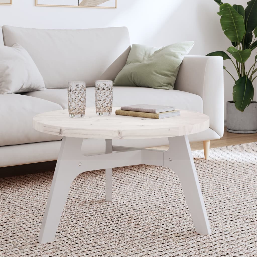 Table Top Round White Ã ̃70x3 cm Solid Wood Pine