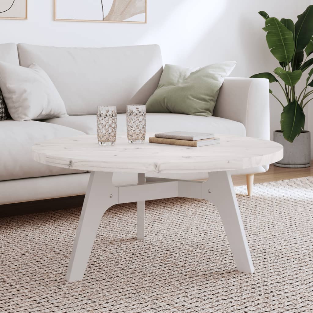Table Top Round White Ã ̃90x3 cm Solid Wood Pine