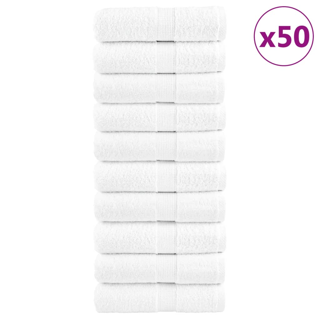 SOLMERE Premium Washcloths 50Pieces White 15x21cm 600gsm