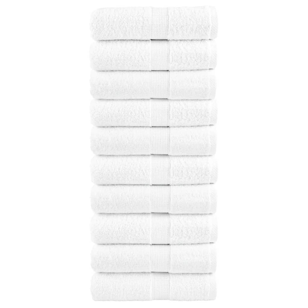 SOLMERE Premium Wash Towels 10Pieces White 30x30cm 600gsm