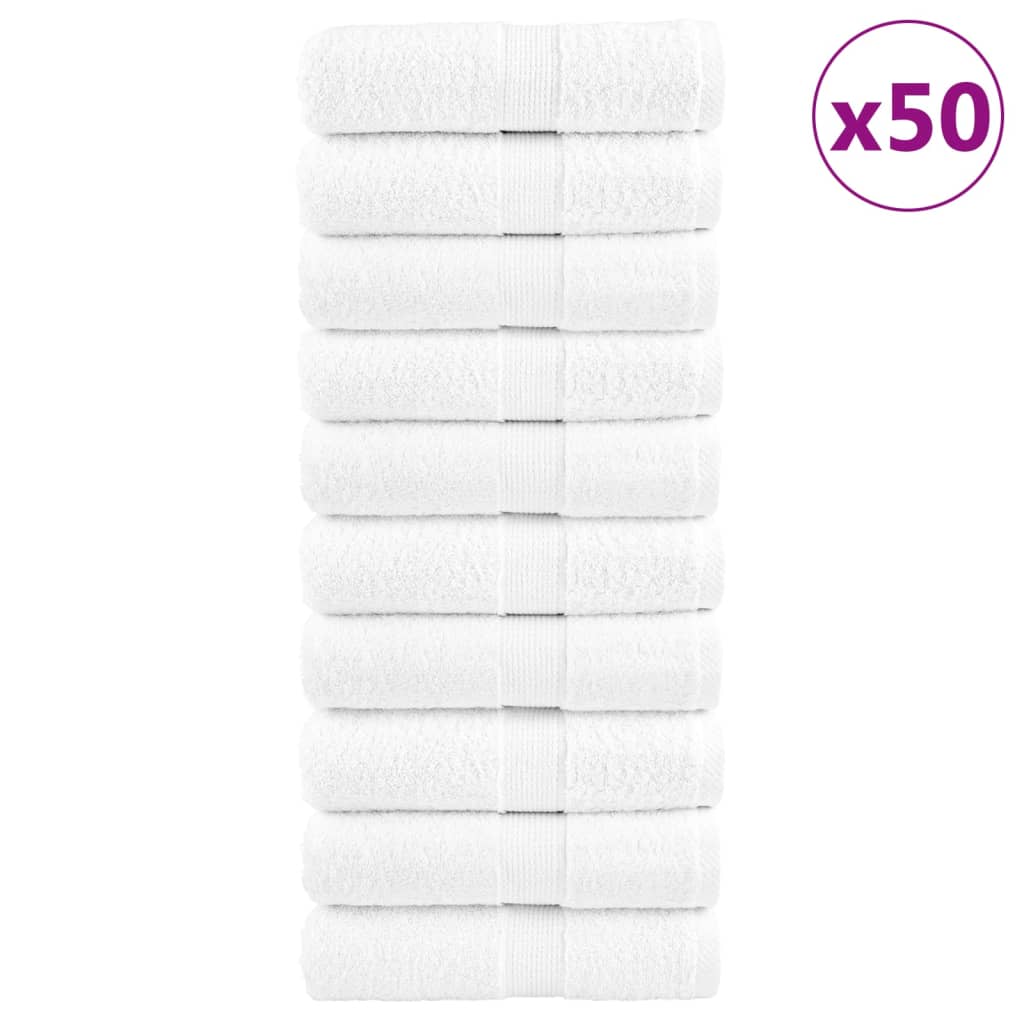 SOLMERE Premium Guest Towels 50Pieces White 30x50cm 600gsm